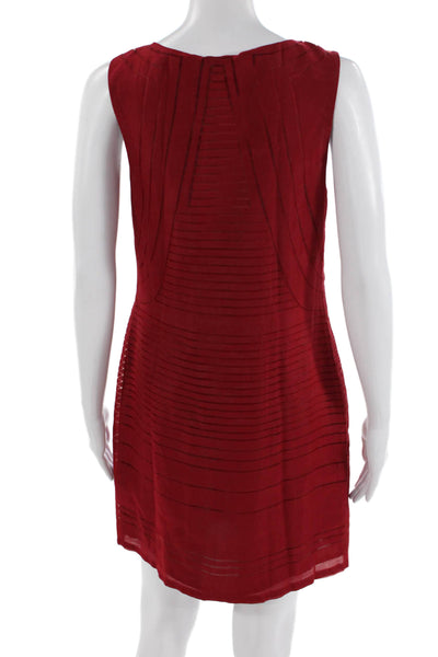 Max Studio Women Red Striped Sleeveless Shift Midi Dress Size 2