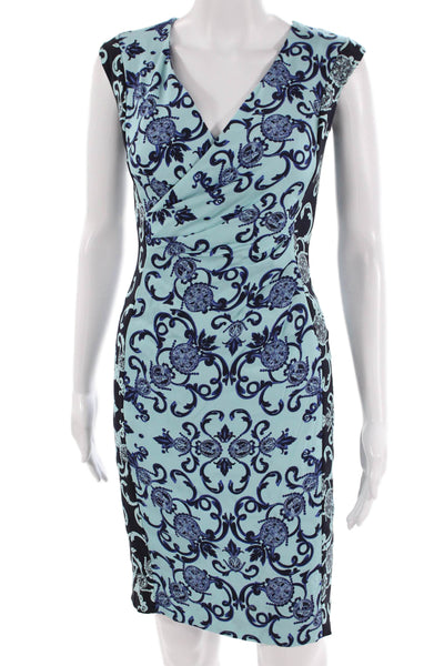 Escada Women Sheath Black V-Neck Sleeveless Midi Silk Viscose Size 32