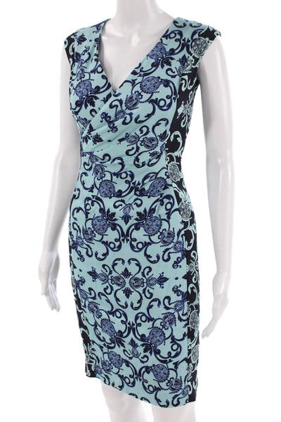 Escada Women Sheath Black V-Neck Sleeveless Midi Silk Viscose Size 32