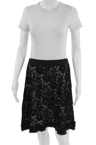 Cynthia Cynthia Steffe Womens Cotton Floral Lace A-Line Short Skirt Black Size 8