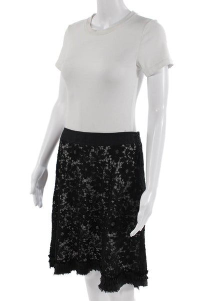 Cynthia Cynthia Steffe Womens Cotton Floral Lace A-Line Short Skirt Black Size 8