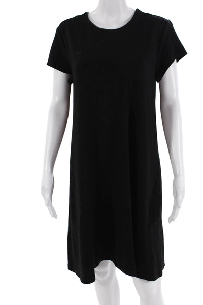 J. Mclaughlin Women Black Shift T-Shirt Dress Short Sleeve Size L
