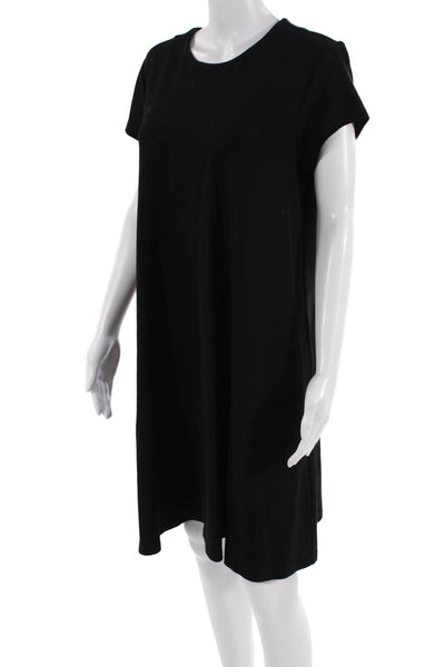 J. Mclaughlin Women Black Shift T-Shirt Dress Short Sleeve Size L