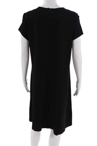 J. Mclaughlin Women Black Shift T-Shirt Dress Short Sleeve Size L