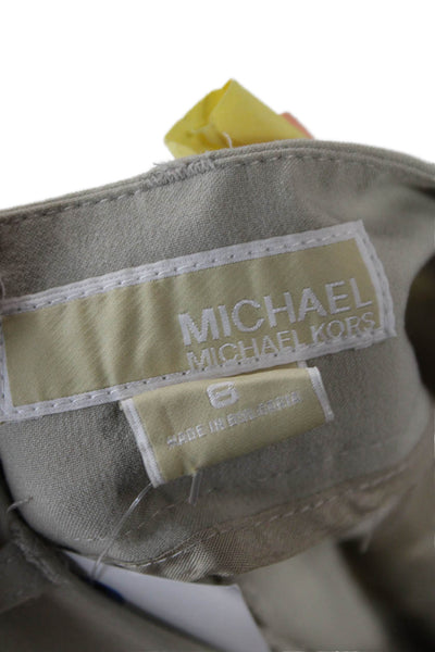 Michael Michael Kors Womens Hook & Eye Straight Leg Pants Beige Size 6