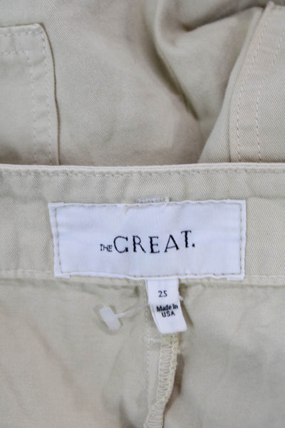 The Great Womens High Rise Slim Leg Khaki Pants Beige Cotton Size 25