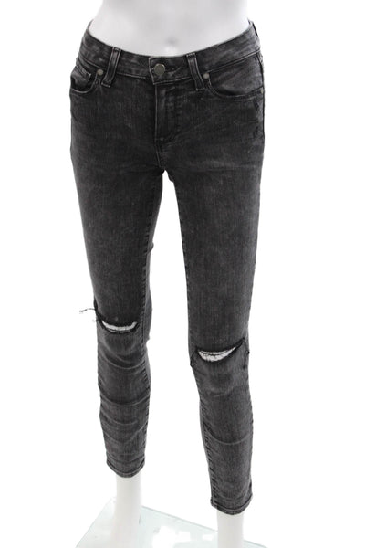 Paige Womens Ankle Skinny Jeans Dark Gray Size 24