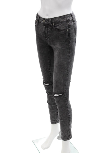Paige Womens Ankle Skinny Jeans Dark Gray Size 24