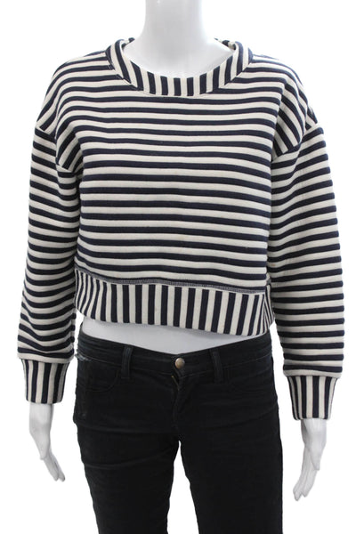 Derek Lam Women 's Long Sleeves Round Neck Blue Striped Blouse Size 2