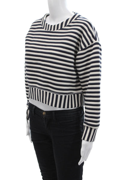 Derek Lam Women 's Long Sleeves Round Neck Blue Striped Blouse Size 2