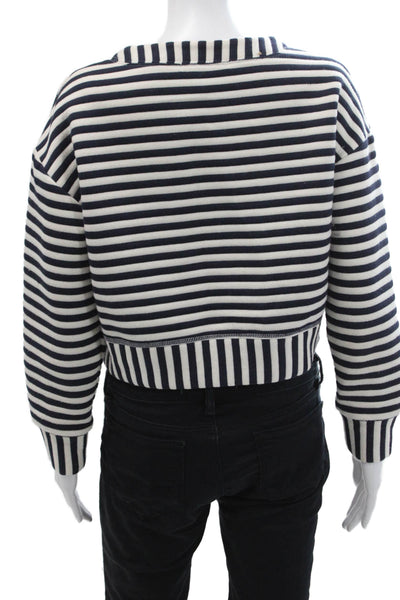 Derek Lam Women 's Long Sleeves Round Neck Blue Striped Blouse Size 2