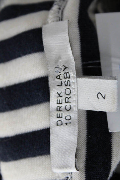 Derek Lam Women 's Long Sleeves Round Neck Blue Striped Blouse Size 2