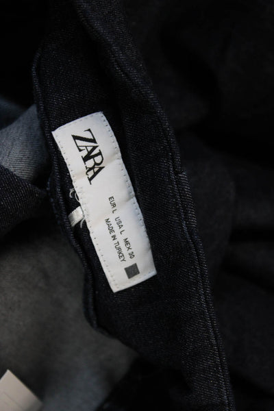 Zara Women Paperbag Dark Blue Pants Size L