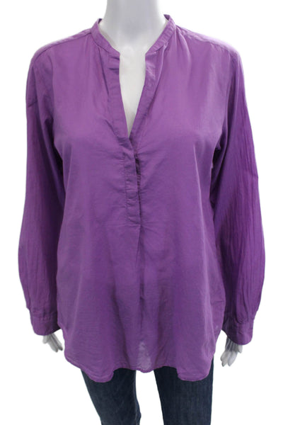 Hartford Women's Long Sleeves Quarter Button Shirt Purple Size 1