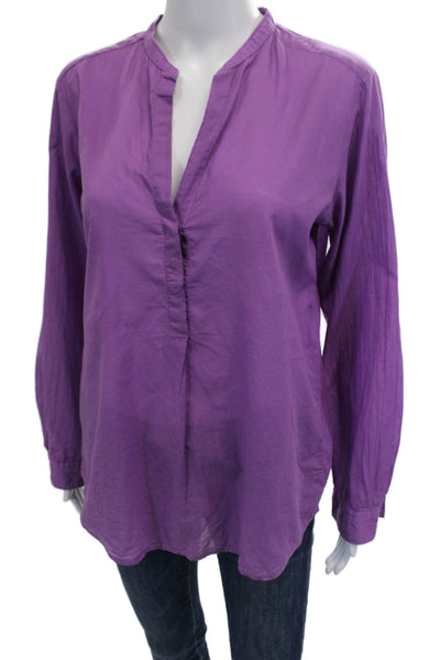 Hartford Women's Long Sleeves Quarter Button Shirt Purple Size 1