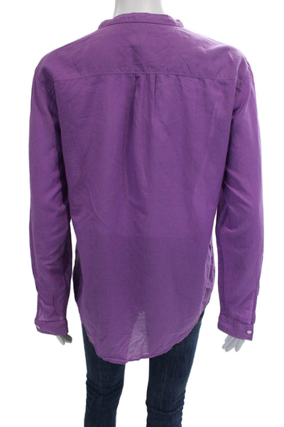 Hartford Women's Long Sleeves Quarter Button Shirt Purple Size 1