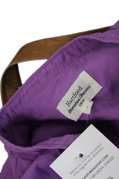 Hartford Women's Long Sleeves Quarter Button Shirt Purple Size 1