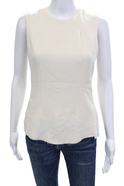 Rag & Bone Womens Sleeveless Mesh Shoulders Asymmetrical Tank Top White Size 2