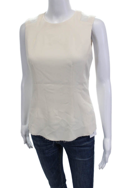 Rag & Bone Womens Sleeveless Mesh Shoulders Asymmetrical Tank Top White Size 2