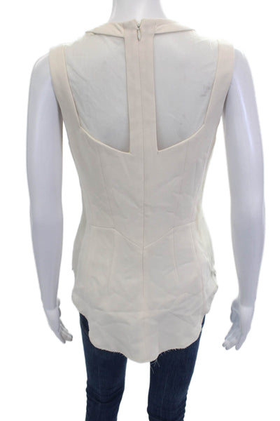 Rag & Bone Womens Sleeveless Mesh Shoulders Asymmetrical Tank Top White Size 2