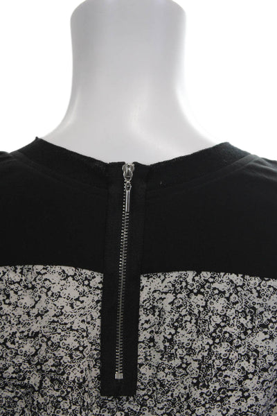 Rebecca Taylor Womens SilkAbstract Print Long Sleeves Blouse White Black Size 0
