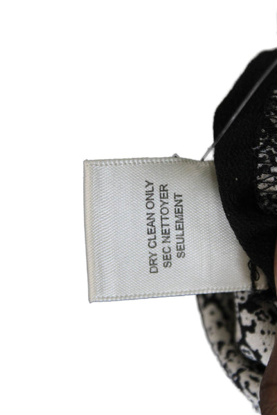Rebecca Taylor Womens SilkAbstract Print Long Sleeves Blouse White Black Size 0