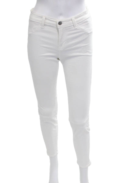 J Brand Womens Ankle Jegging Pants White Mid Rise Button Size 26