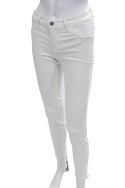 J Brand Womens Ankle Jegging Pants White Mid Rise Button Size 26