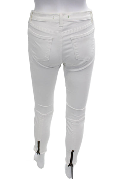 J Brand Womens Ankle Jegging Pants White Mid Rise Button Size 26