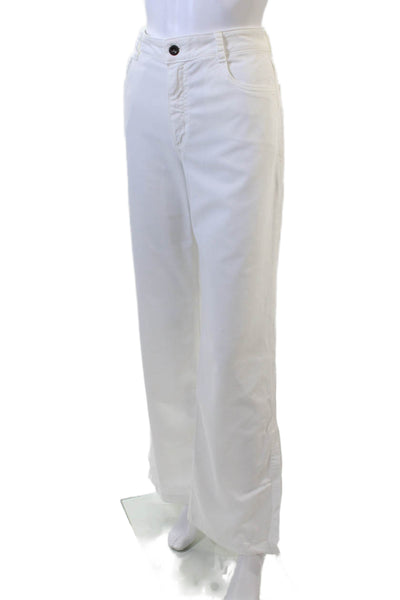 Bella Dahl Women White Mid Rise Pants Button Closure Size 27