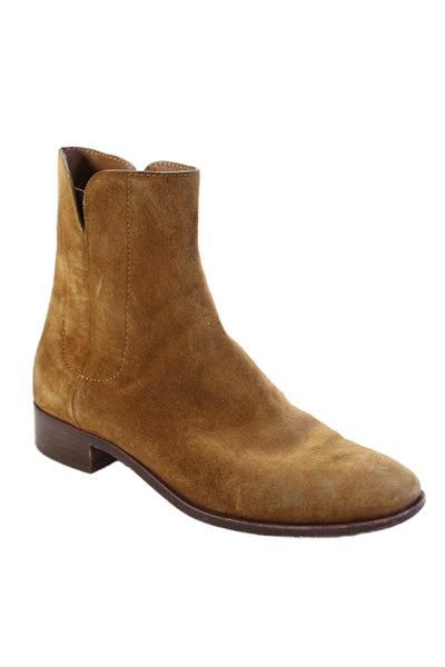 Loeffler Randall Womens Suede Round Toe Zip Up Ankle Boots Brown Size 7B