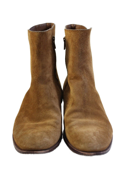 Loeffler Randall Womens Suede Round Toe Zip Up Ankle Boots Brown Size 7B