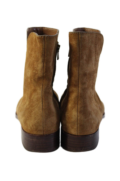 Loeffler Randall Womens Suede Round Toe Zip Up Ankle Boots Brown Size 7B