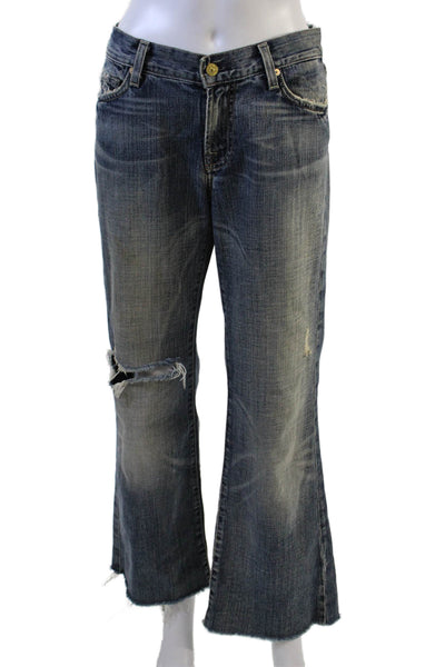 7 For All Mankind Womens Bootcut Flared Jeans Dark Blue Size 30
