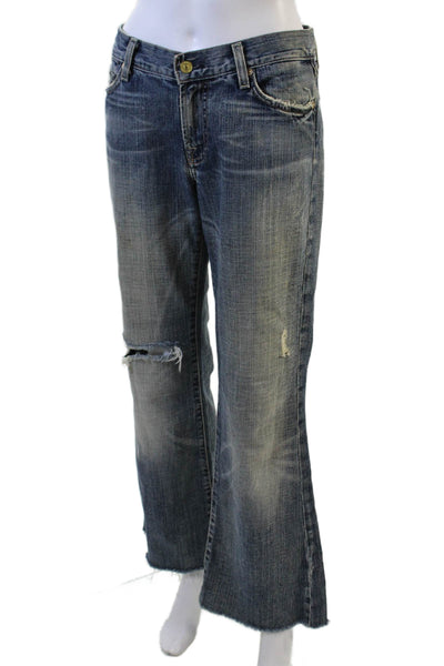 7 For All Mankind Womens Bootcut Flared Jeans Dark Blue Size 30