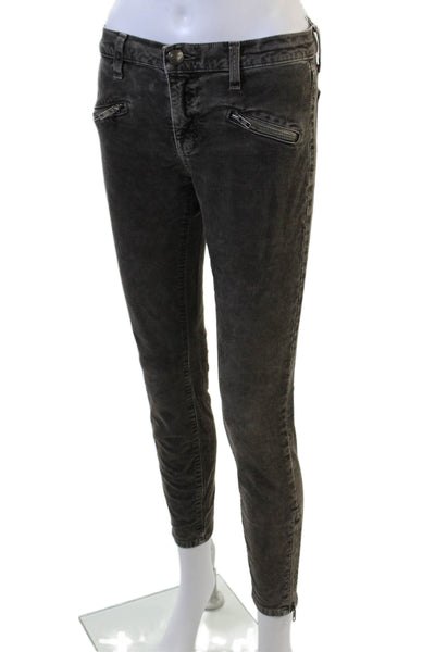 Current/Elliott Womens Cotton Low-Rise Corduroy Pants Gray Size 27