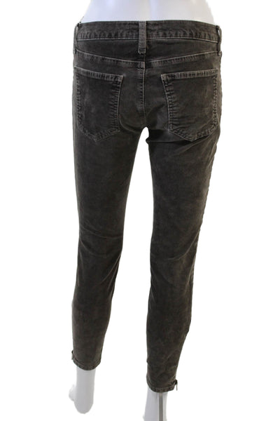 Current/Elliott Womens Cotton Low-Rise Corduroy Pants Gray Size 27