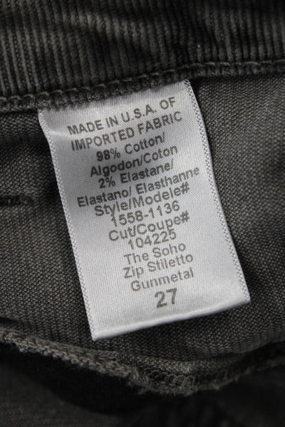 Current/Elliott Womens Cotton Low-Rise Corduroy Pants Gray Size 27