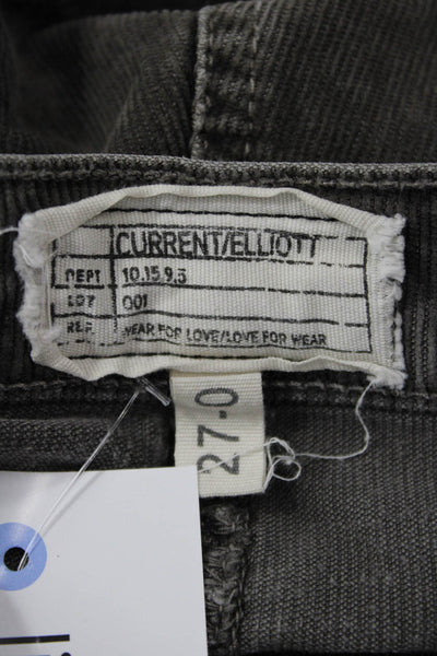 Current/Elliott Womens Cotton Low-Rise Corduroy Pants Gray Size 27