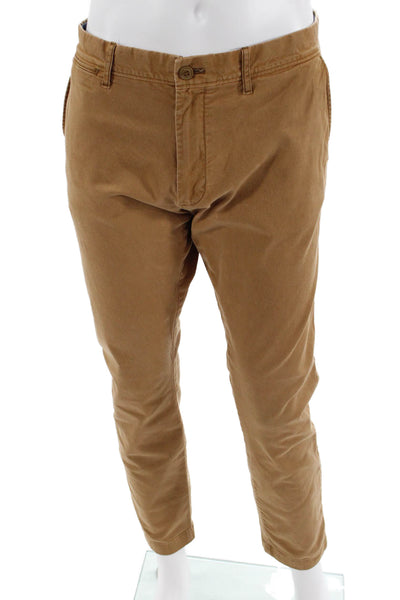 J Crew Mens Cotton Stretch Straight Ankle Pants Brown Size 36