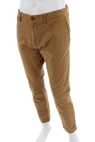 J Crew Mens Cotton Stretch Straight Ankle Pants Brown Size 36