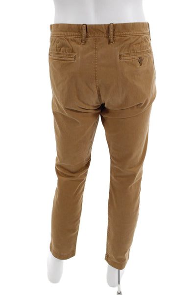 J Crew Mens Cotton Stretch Straight Ankle Pants Brown Size 36