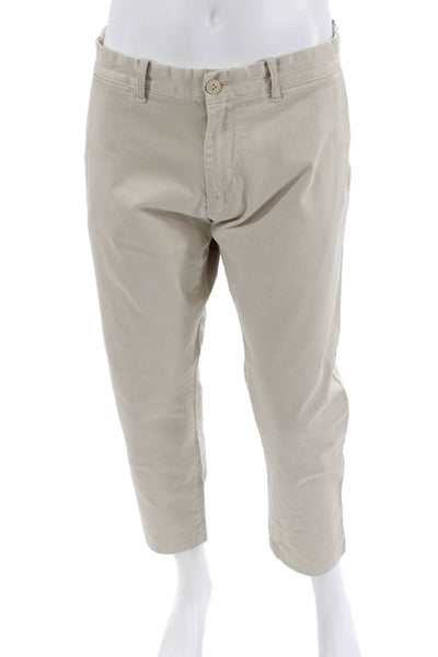 J Crew Mens Cotton Stretch Tapered Ankle Pants Beige Size 36