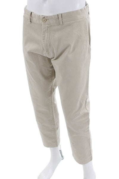 J Crew Mens Cotton Stretch Tapered Ankle Pants Beige Size 36