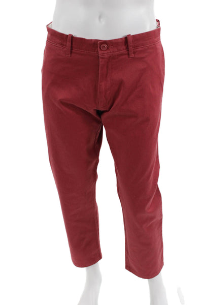 J Crew Mens Cotton Stretch Straight Casual Pants Red Size 36