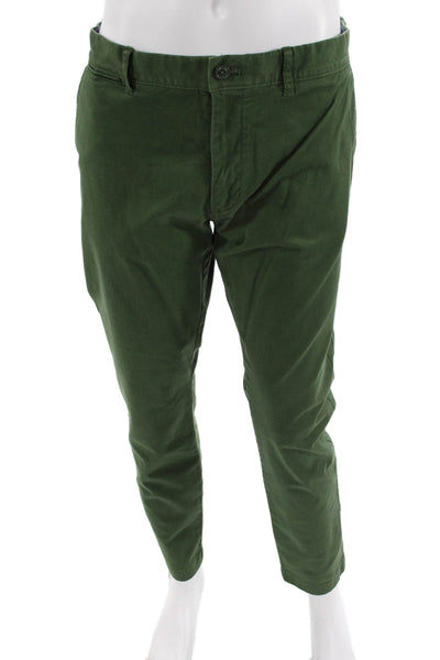J Crew Mens Cotton Stretch Straight Casual Pants Green Size 36