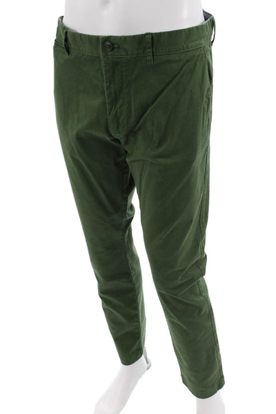 J Crew Mens Cotton Stretch Straight Casual Pants Green Size 36