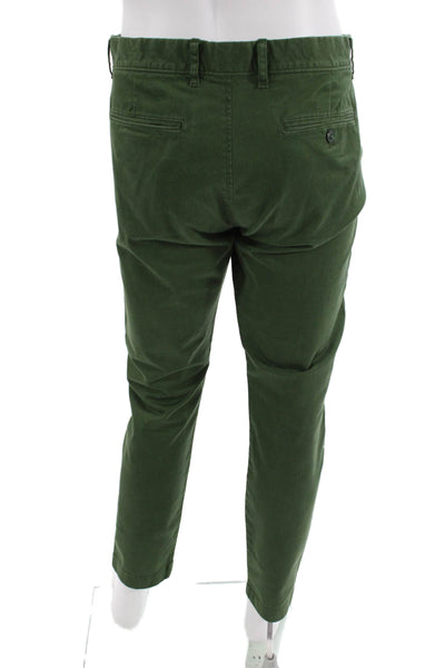 J Crew Mens Cotton Stretch Straight Casual Pants Green Size 36