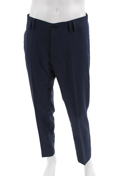 Zara Mens Striped Print Dress Straight Pants Blue Size 36