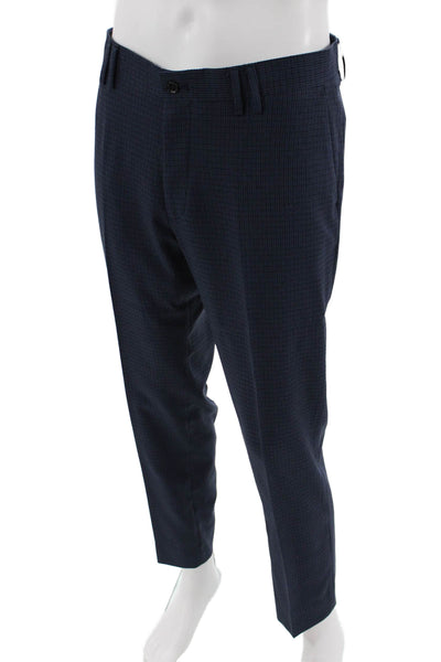 Zara Mens Striped Print Dress Straight Pants Blue Size 36